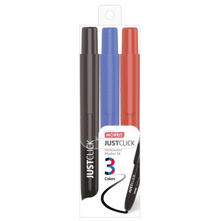 Marker permanent cu mecanism, MORRIS MRP-106, 3 culori/set
