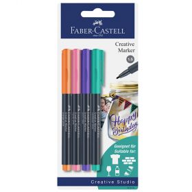 Marker permanent FABER CASTELL Creative, FC160704, 4 culori/set