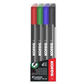 Marker permanent KORES, 4 culori/set