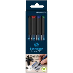 Marker permanent SCHNEIDER Maxx 222 F, 4 culori/set