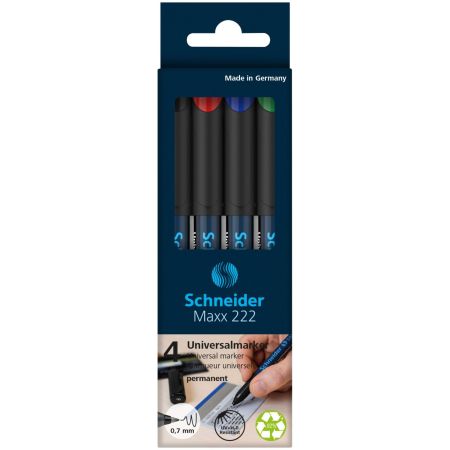 Marker permanent SCHNEIDER Maxx F, 4 culori/set