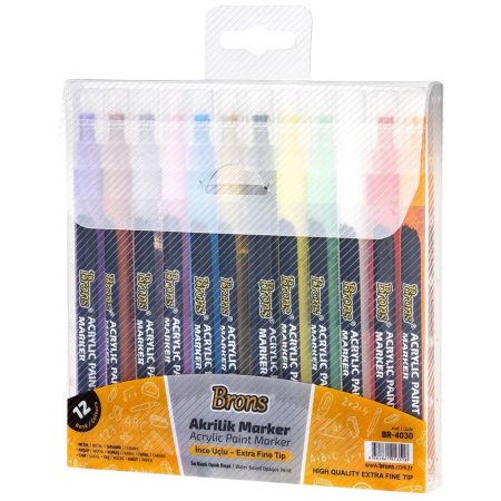 Markere pictura acril 2 mm BRONS BR-4030, 12 buc/set