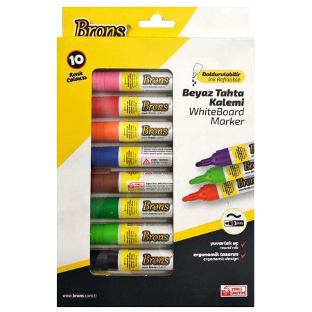 Marker reincarcabil tabla BRONS BR-9511, 10 buc/set