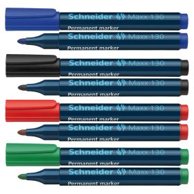Marker permanent SCHNEIDER Maxx 130, 4 culori/set