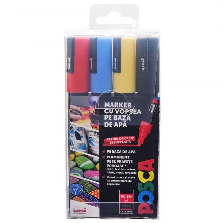 Markere 1.8-2.5 mm UNI Posca PC-5M, 4 buc/set