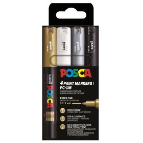 Marker varf 0.7 mm UNI Posca PC-1M, 4 culori/set
