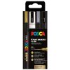Marker varf 0.9-1.3 mm UNI Posca PC-3M 4P, 4 culori/set