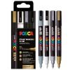 Marker varf 0.9-1.3 mm UNI Posca PC-3M 4P, 4 culori/set