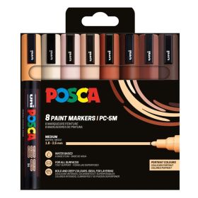 Marker varf 1.8-2.5 mm, culori portet, UNI Posca PC-5M, 8 culori/set