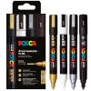 Marker varf 1.8-2.5 mm UNI Posca PC-5M 4P, 4 culori/set
