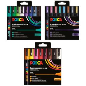 Marker varf 1.8-2.5 mm UNI Posca PC-5M, 8 culori/set