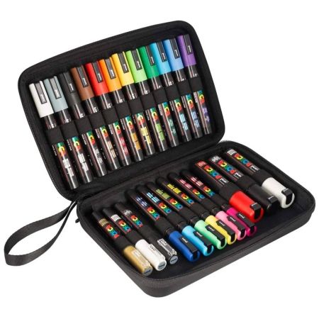 Marker varf 1-8 mm UNI Posca, 24 buc/set, mapa neagra