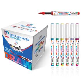 Marker varf pensula cu vopsea acrilica S-COOL SC3014, 36 culori/set