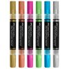 Marker vopsea acrilica culori metalizate, cu doua capete, FABER CASTELL Shake and Paint, 6 culori/set