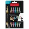 Marker vopsea acrilica culori metalizate, cu doua capete, FABER CASTELL Shake and Paint, 6 culori/set