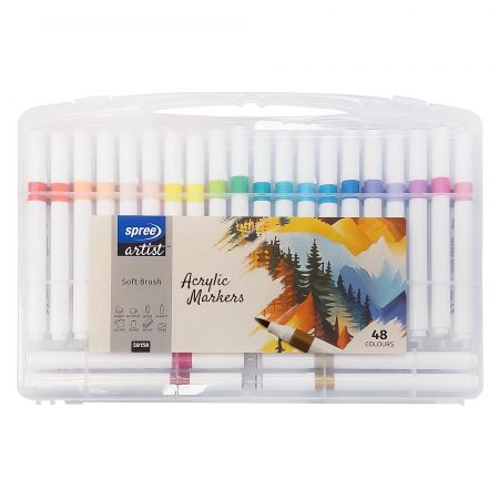 Marker varf pensula vopsea acrilica SPREE Artist, 48 culori
