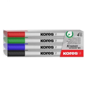 Marker whiteboard KORES, 4 buc/set