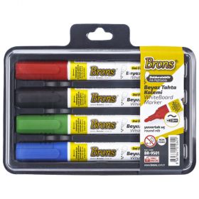 Marker whiteboard reincarcabil BRONS, 4 buc/set