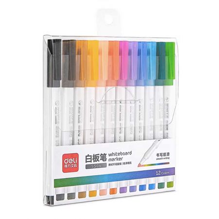 Marker whiteboard slim DELI S506, 12 buc/set