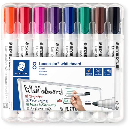 Marker whiteboard Staedtler Lumocolor, 8 buc/set