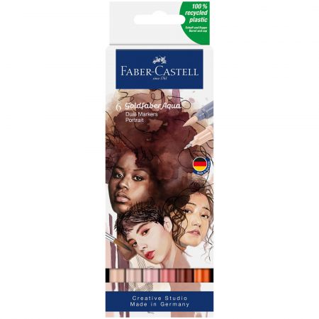 Markere 2 capete FABER-CASTELL Goldfaber Aqua Dual Portrait, 6 b