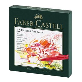 Markere cu varf pensula FABER-CASTELL Pitt Artist Pen Brush Studio, 12 buc/set, FC167146