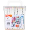 Markere sketching cu 2 capete 1 mm/7 mm, DELI Color Emotion 70801, 48 culori/set