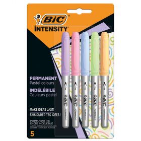 Marker permanent BIC Intensity Pastel, 5 culori/set