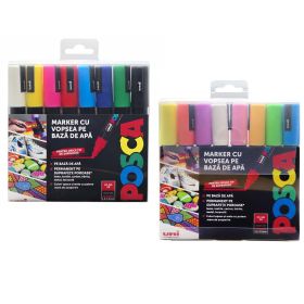 Marker varf 1.8-2.5 mm UNI Posca PC-5M, 8 culori/set