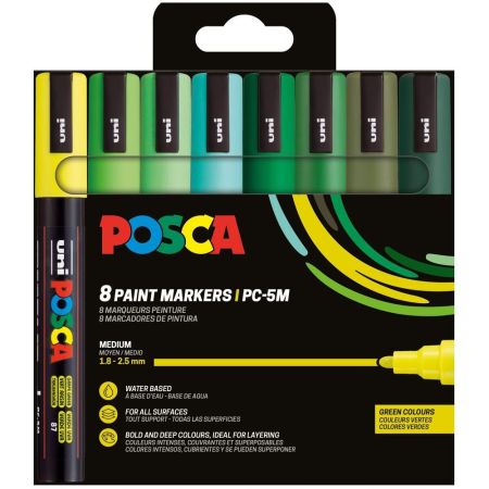 Marker varf 1.8-2.5 mm, nuante de verde, UNI Posca PC-5M