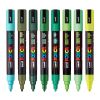 Marker varf 1.8-2.5 mm, nuante de verde, UNI Posca PC-5M, 8 culori/set