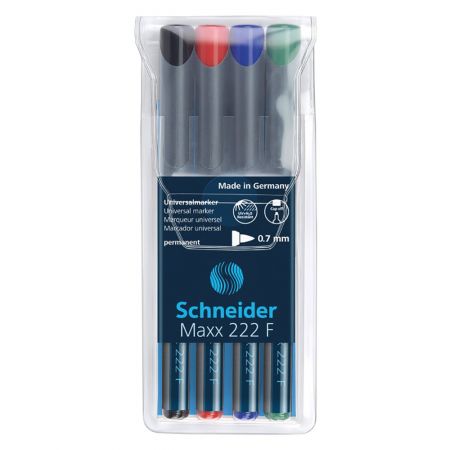 Marker permanent SCHNEIDER Maxx F, 4 culori/set