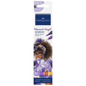 Markere sketching cu 2 capete, FABER-CASTELL Goldfaber, 4 culori/cutie, FC164733