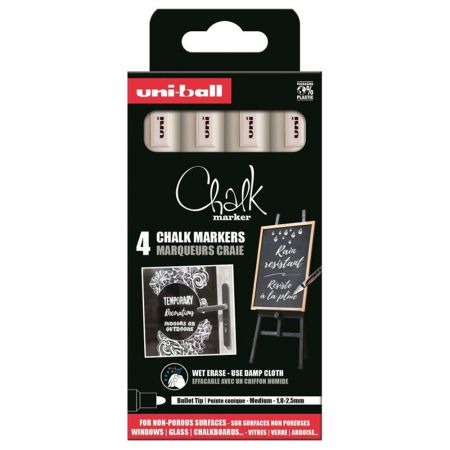 Markere creta alba 1.8-2.5 mm, UNI Chalk PWE-5M-4P, 4 buc