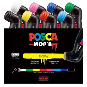 Marker varf rotund buretat 3-19 mm, UNI Posca MopR PCM-22, 8 culori/set