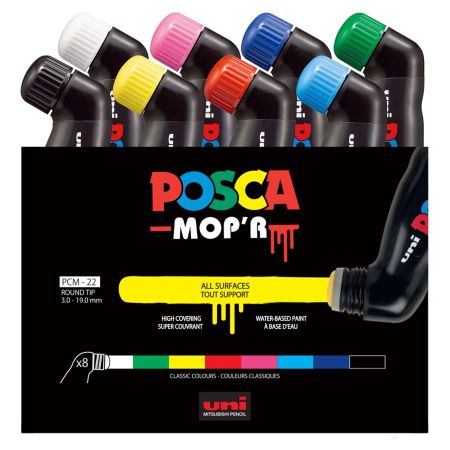 Set markere UNI Posca MopR PCM-22, varf rotund buretat 3-19 mm