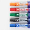 Marker whiteboard reincarcabil, varf rotund, cu suport si burete, PILOT Vboard Master M, 5 buc/set