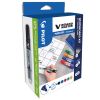 Marker whiteboard reincarcabil, varf rotund, cu suport si burete, PILOT Vboard Master M, 5 buc/set