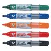 Marker whiteboard reincarcabil, varf rotund, cu suport si burete, PILOT Vboard Master M, 5 buc/set