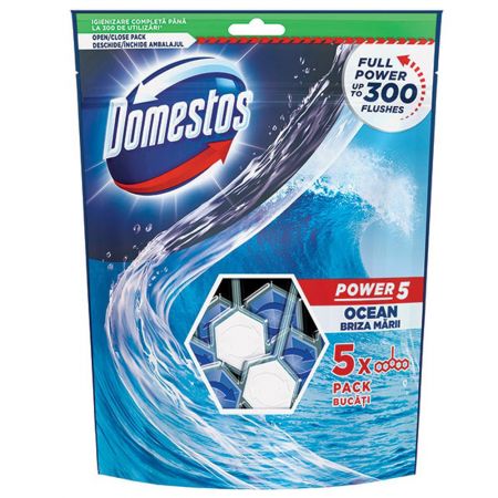 Odorizant bile toaleta DOMESTOS Power 5 Ocean, 5x55 g