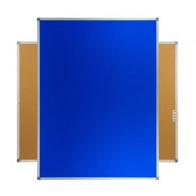 Panou cu 2 fete textil/pluta, 60x90 cm, rama aluminiu