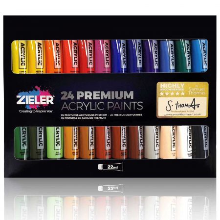 Culori acrilice, 22 ml, ZIELER Premium Acrylic Paints, 24 tuburi