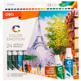 Culori acrilice 24 tuburi/set, DELI Color Emotion
