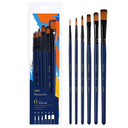 Pensule varf rotund si tesit DELI Finenolo, 6 buc/set