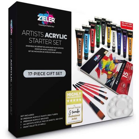 Set pictura acrilic ZIELER Artists Acrylic Starter, 17 piese