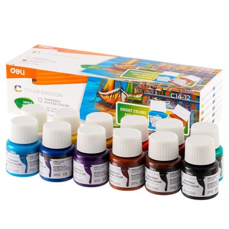 Tempera acuarele 25 ml, 12 tuburi/set, DELI Color Emotion