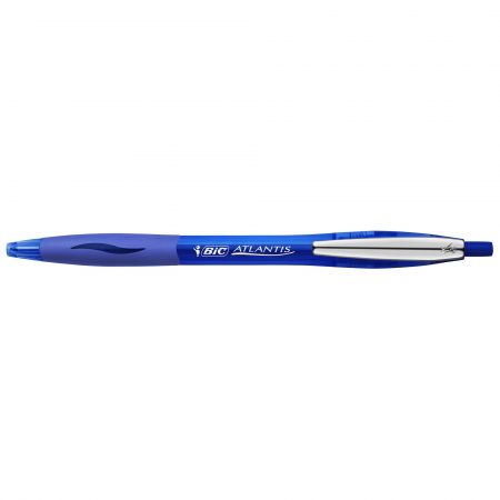 Pix cu mecanism BIC Atlantis Clic Metal, scriere albastra, 1 mm