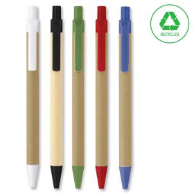 Pix cu mecanism, din carton reciclat, scriere albastra, 0.5 mm