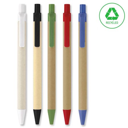 Pix cu mecanism, din carton reciclat, scriere albastra, 0.5 mm
