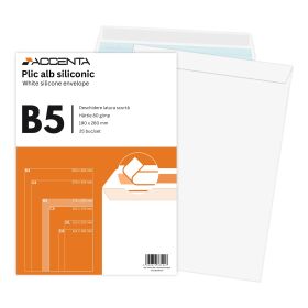 Plic B5 alb siliconic, 25 buc/set, ACCENTA